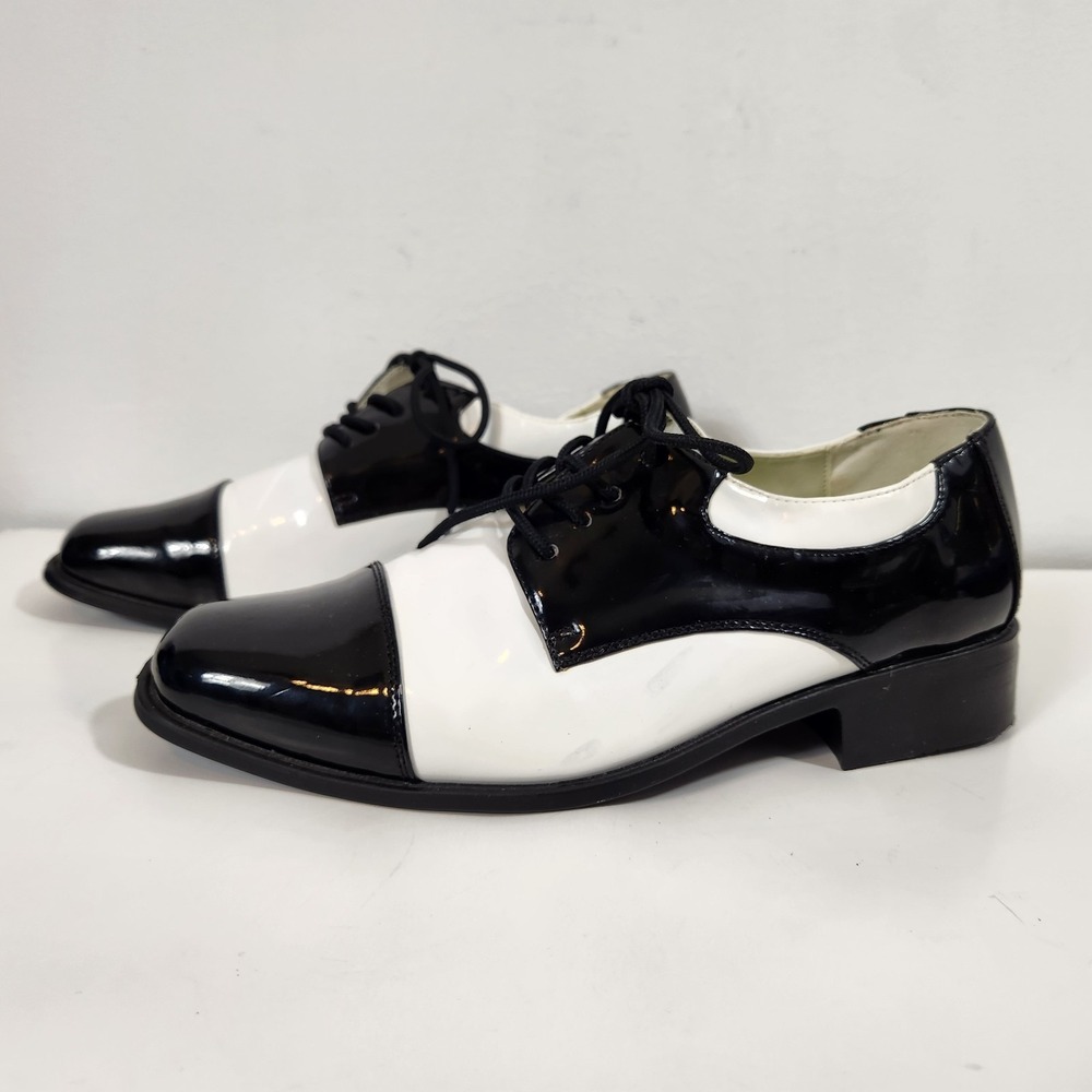 Funtasma Disco Black White Spectator Oxford Patent Costume Shoes Mens Sz S 8-9